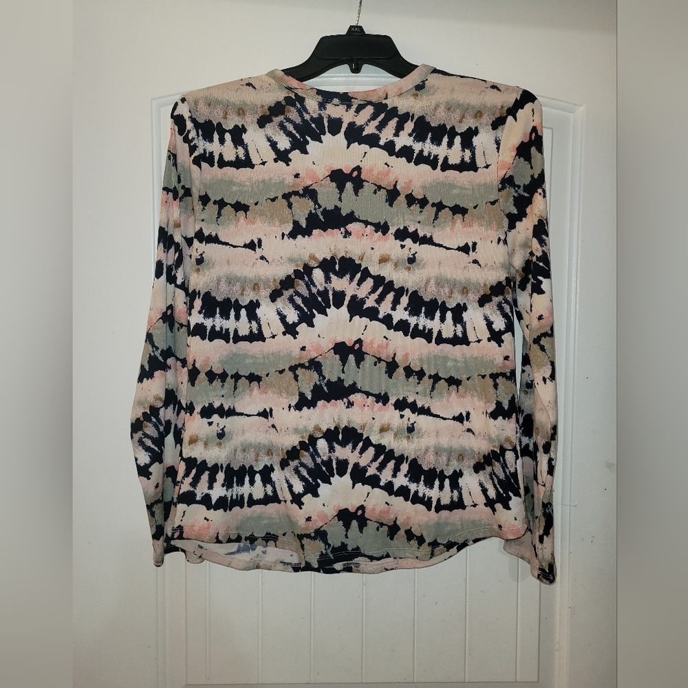 No Boundaries Stretchy Ribbed Tie Dye Long Sleeve Blouse 3xl - Picture 4 of 4